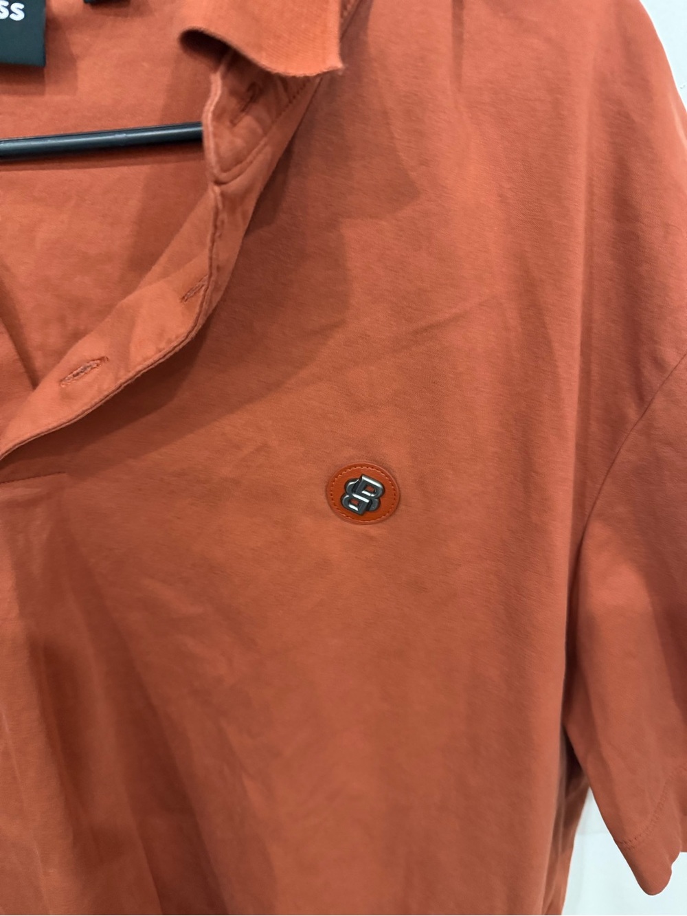 BOSS Hugo Boss Mercerised Polo Shirt Mens Rust Orange Short Sleeve Cotton Logo L - Picture 4 of 4